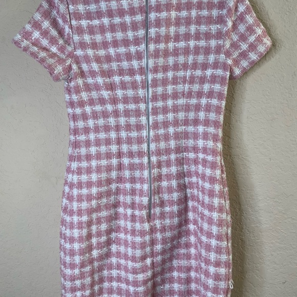 Bepop tweed pink and white stripe‎ dress short sleeve size S - Picture 5 of 8